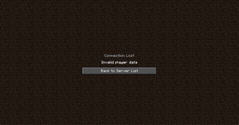 The only thing I changed before the problem started occurring was removing a resource pack from my Resource Packs folder. . Minecraft invalid player data